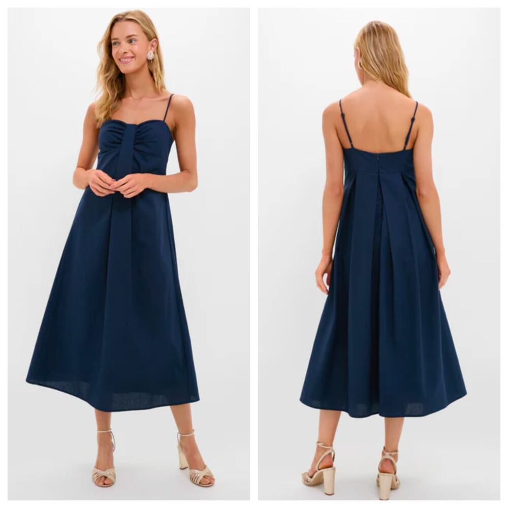 Hyacinth House Tuckernuck Zoe Blue Linen Cotton Midi Dress XXL NWT